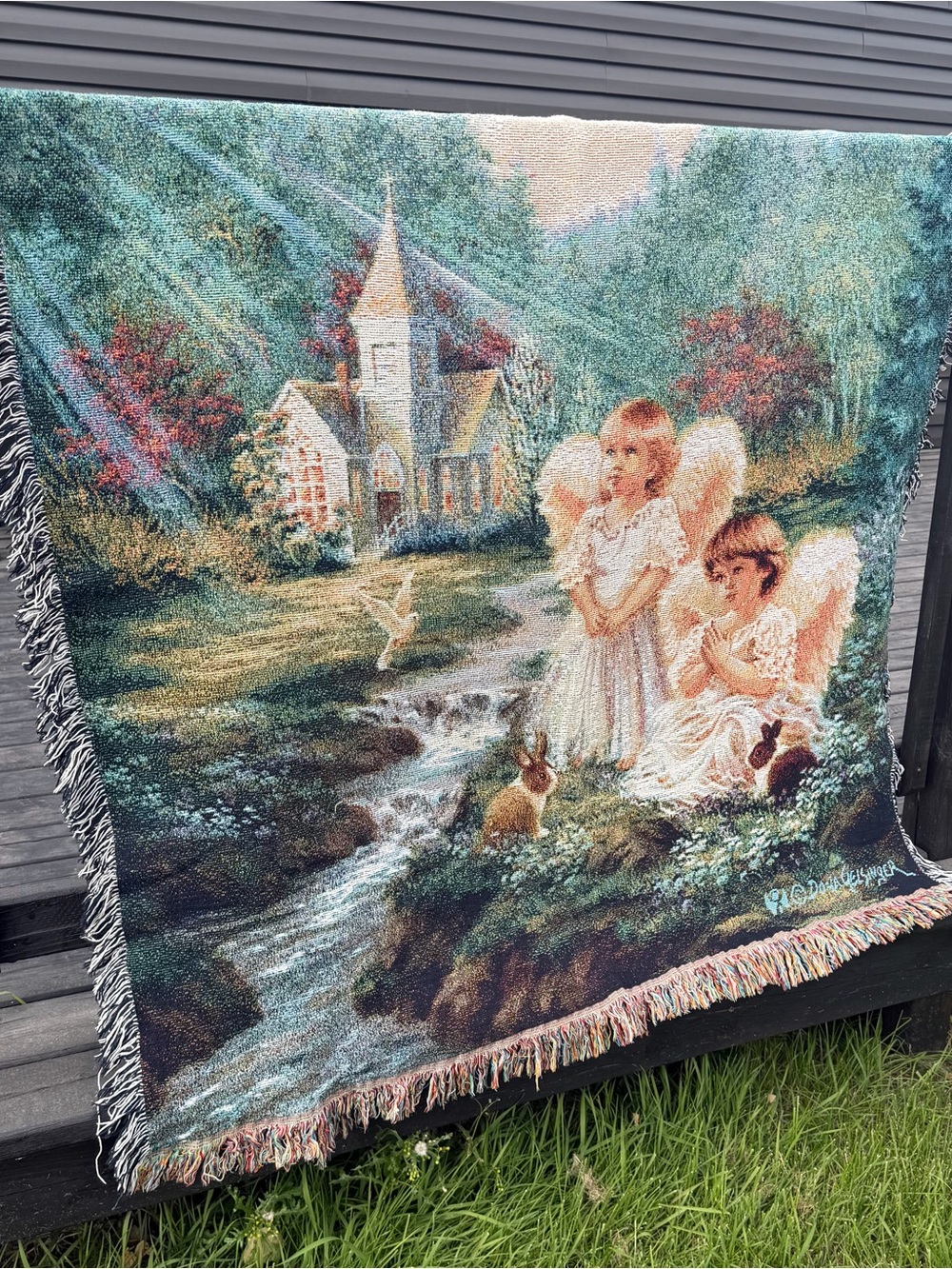 Angel Scene Woven Throw Blanket - Soft